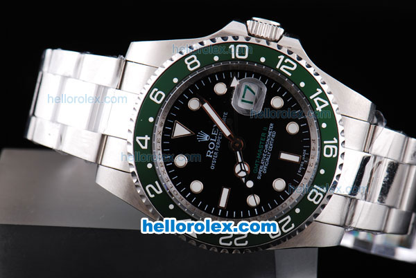 Rolex GMT-Master II Oyster Perpetual Automatic with Green Bezel,Black Dial and White Round Bearl Marking-Small Calendar - Click Image to Close